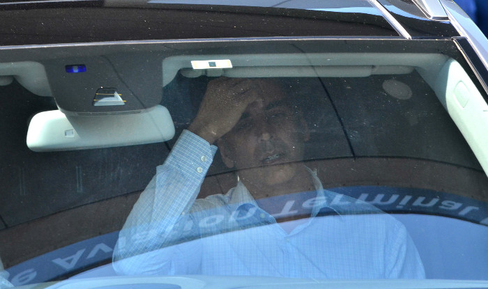 Akshay Kumar in his car after making an exit from airport