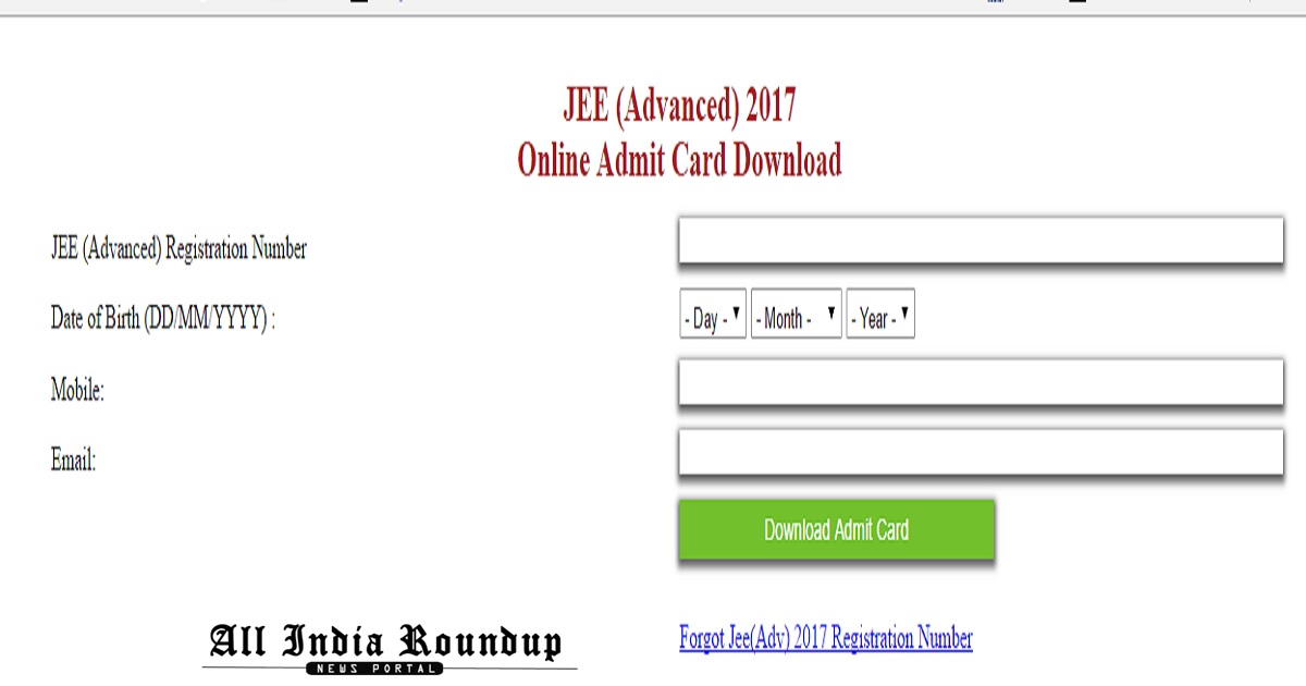 JEE Advanced Admit Card 2017 Hall Ticket Released Download @ jeeadv.nic.in For 21st May Exam