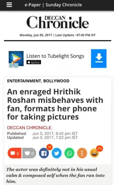 DC reports on Hrithik