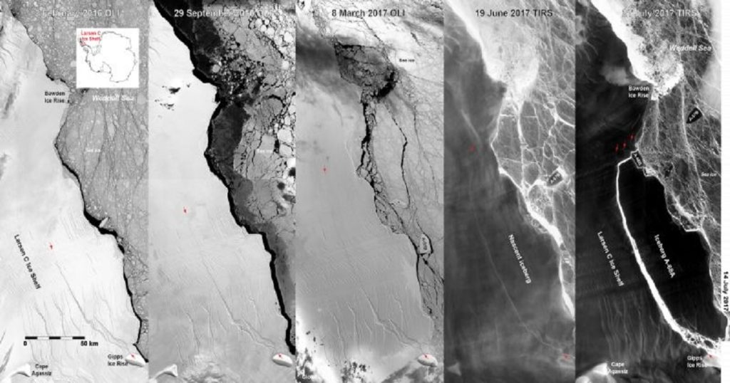 nasa images of antarctic icebergs