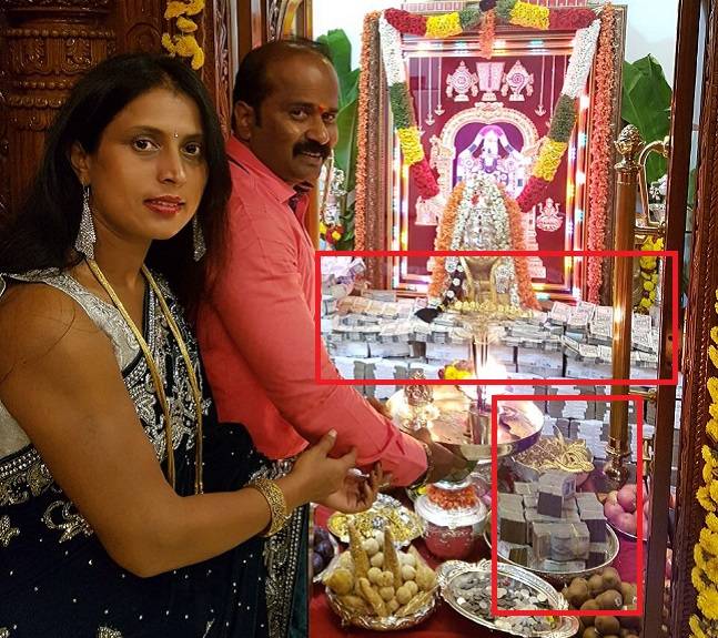 Real estate broker decorated goddess with money and gold
