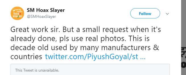 piyush goyal fake post on twitter