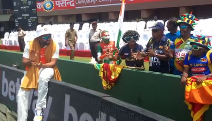 Rohit Sharma with Sri Lankan fans