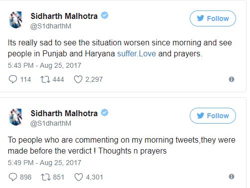 sidharth malhotra tweets on haryana