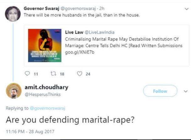 swaraj kaushal on marital rape