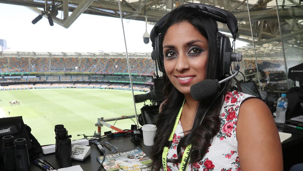 Woman commentator in men's cricket