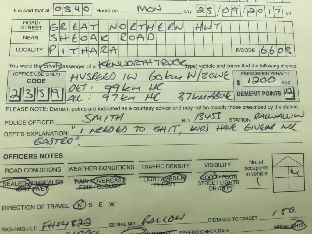 over speeding fine in australia