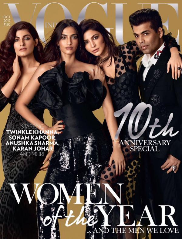 Vogue Cover 2017 - Twinkle Khanna Sonam Kapoor Anushka Sharma Karan Johar