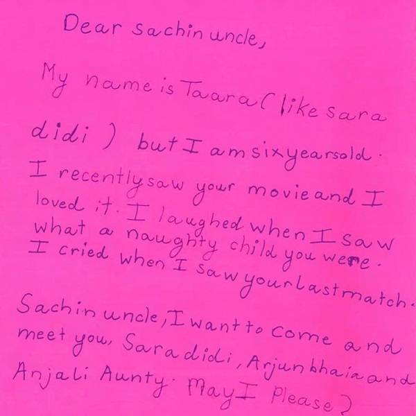 Little fan letter to Sachin Tendulkar