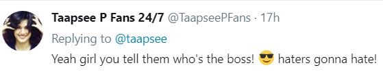 Reply to Taapsee tweet