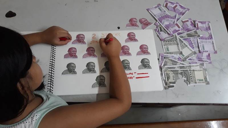 girl completes her gandhi jayanti project