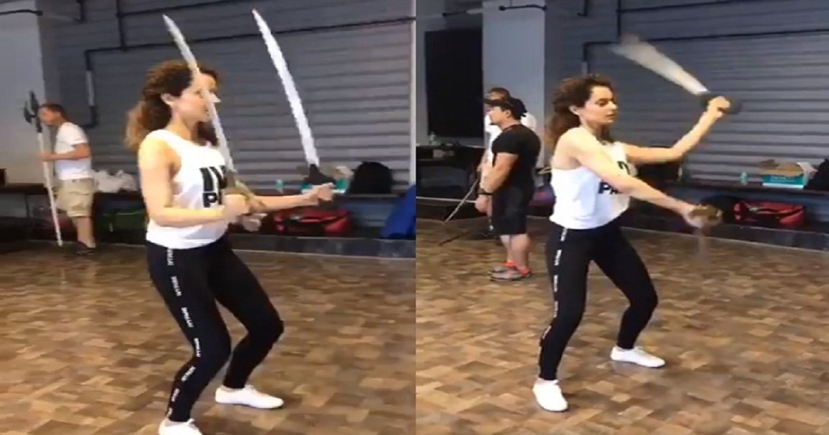  WATCH VIDEO Kangana Ranaut Learning Sword Fighting Skills For 