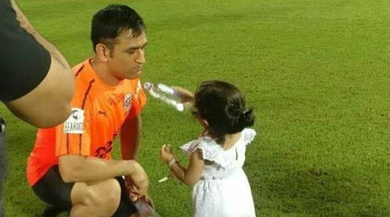 ms dhoni drinking water from his daughter ZIVA