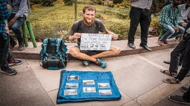 russian man begging in india