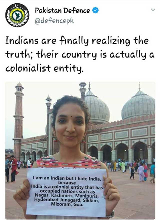 pakistan defense fake post on indian girl