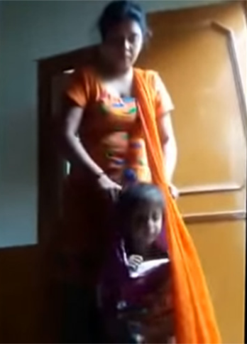 Step mother stuffing daughter in sack2