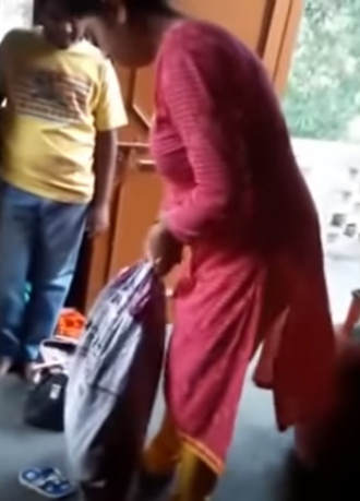 Step mother stuffed daughter in sack