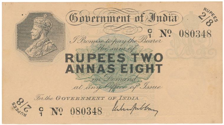2.5 rupee note in india in 1918