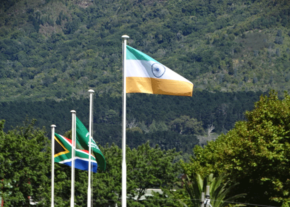 Indian national flag fluttering upside down at Newlands Stadium Cape Town India vs South Africa Test