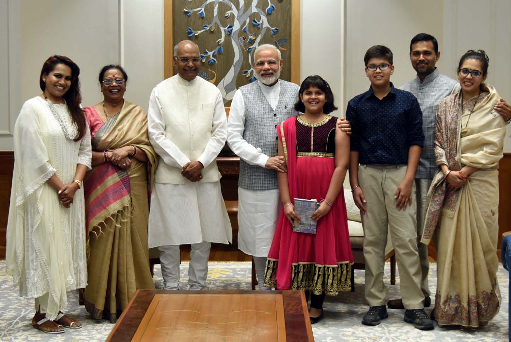 President Ramnath Kovind family with Narendra Modi