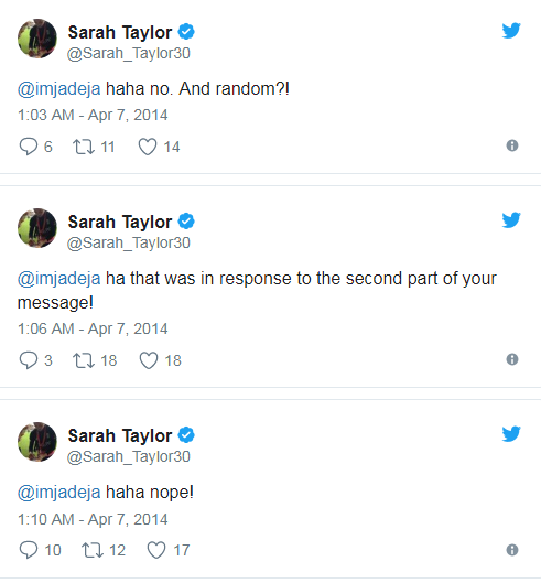 Sarah Taylor Ravindra Jedeja Twitter Conversation3