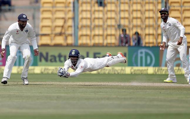Saha record dismissals in a Test
