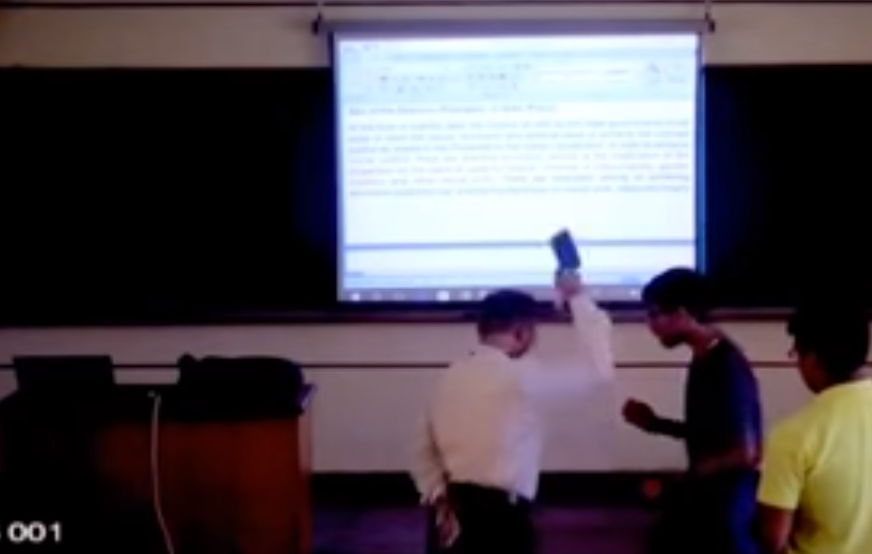 lecturer smashes student's mobile