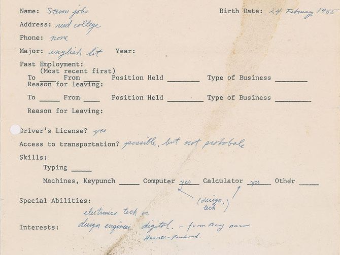 steve jobs 1973 application