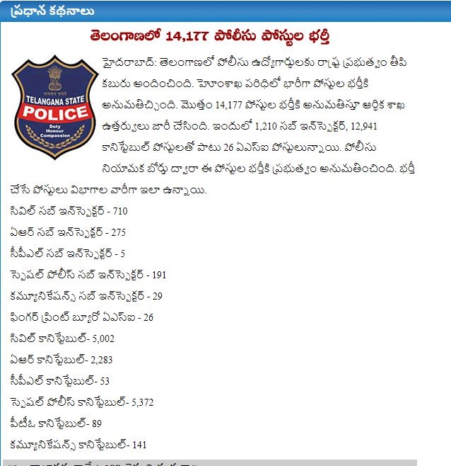 TSLPRB Telangana Police Recruitment 2018 For SI ASI Constable Posts Apply Online @ tslprb.in Soon