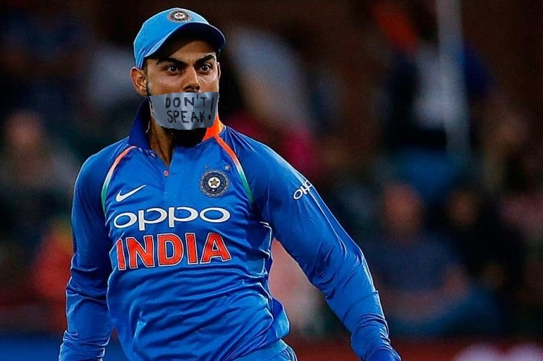 Virat Kohli mouth taped