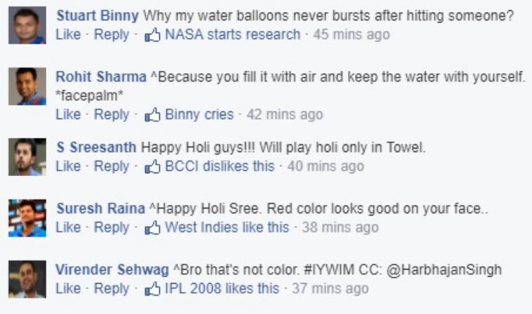 Cricketers holi post