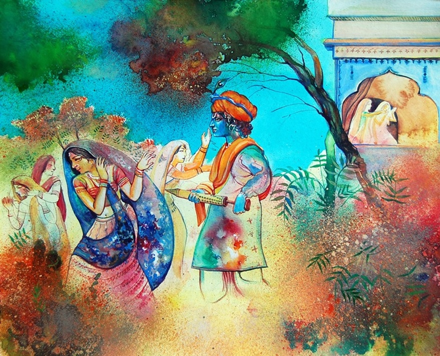 radha krishna holi images 3d