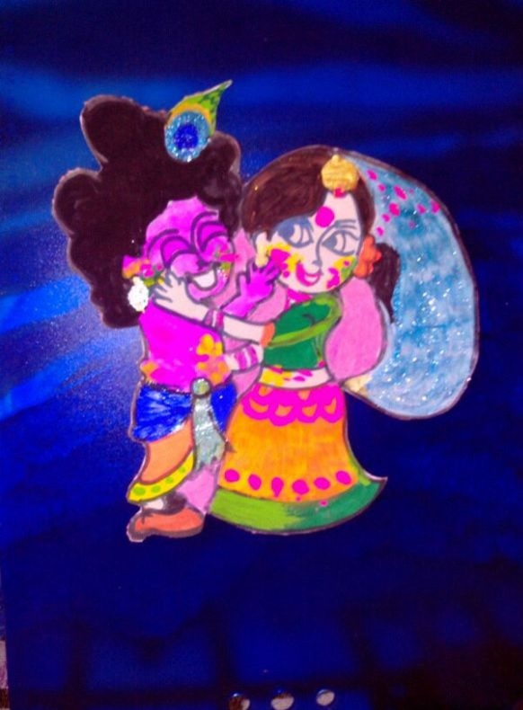 holi radha krishna 3d pic