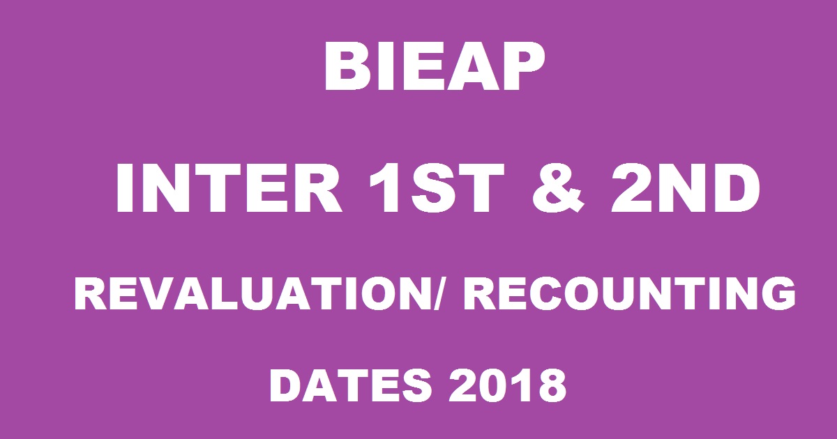 BIE AP Inter Revaluation/ Recounting Dates 2018 Details For 1st & 2nd Year Apply Online @ apbie.apcfss.in