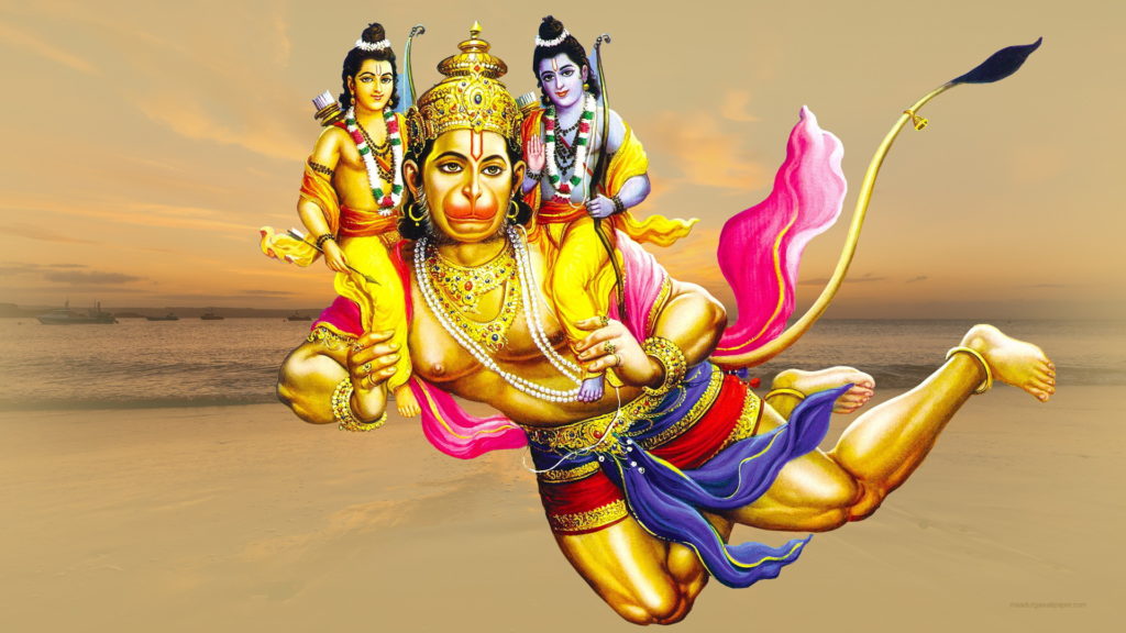 lord hanuman helping ram in