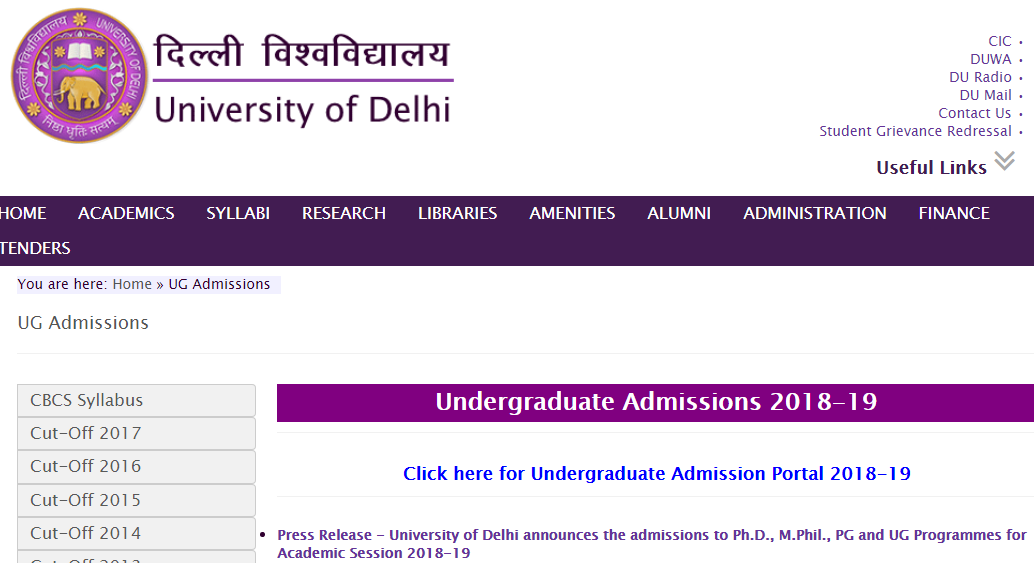 Delhi University Admission 2019