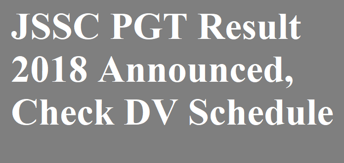 JSSC PGT Result 2018