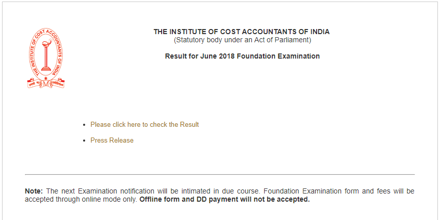 CMA Final, Intermediate, Foundation June 2018 Exam Results