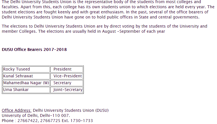 Delhi University Students' Union (DUSU) Election Date