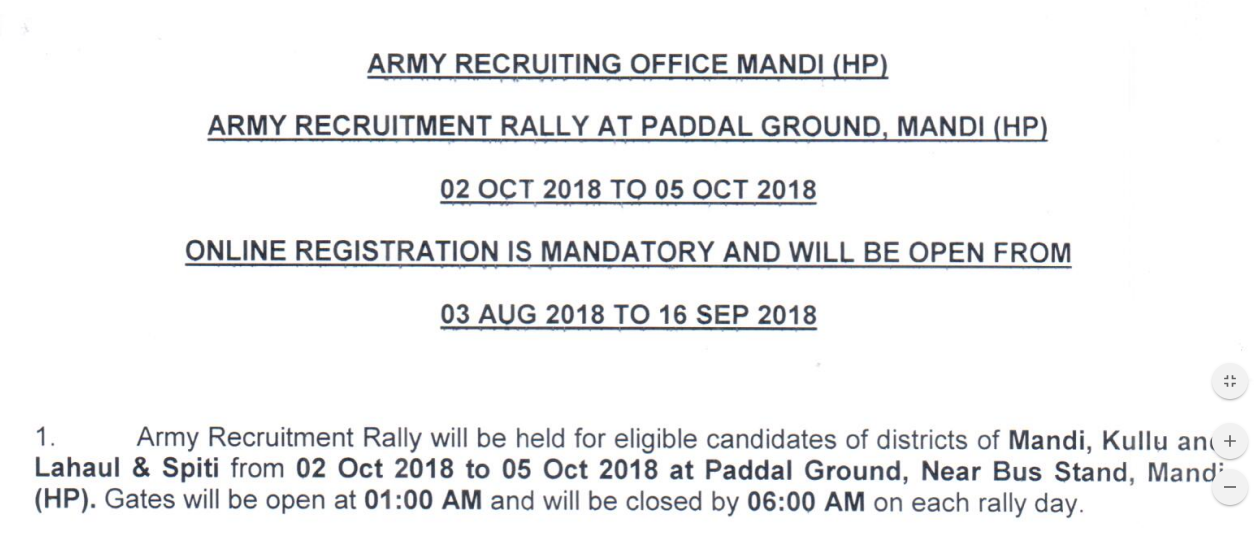 Join Indian Army Recruitment Rally at Mandi