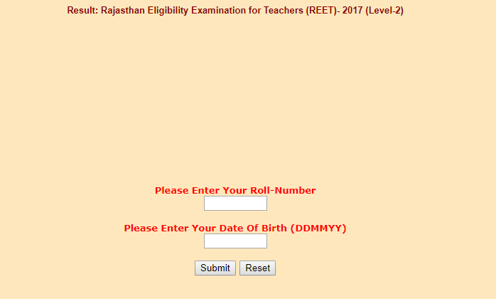 REET Level 2 Result 2018