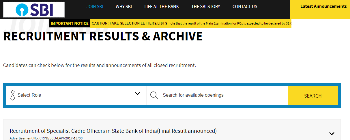 SBI PO Mains Result Expected Date