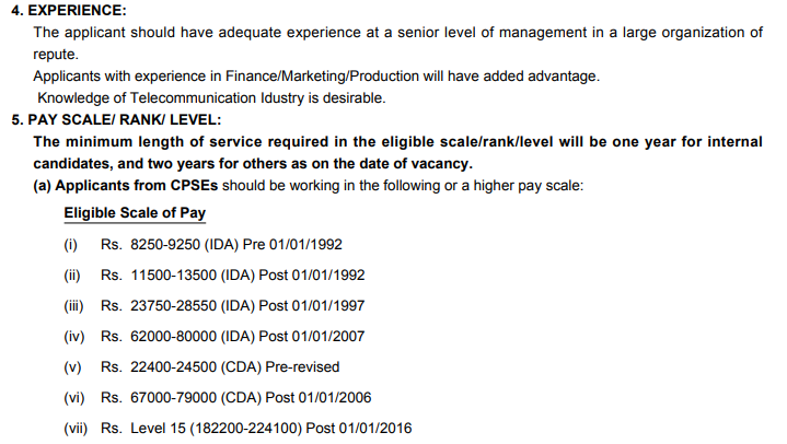 BSNL Chairman & Managing Director Recruitment 2018