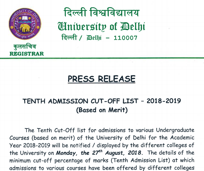 Delhi University Result 2019
