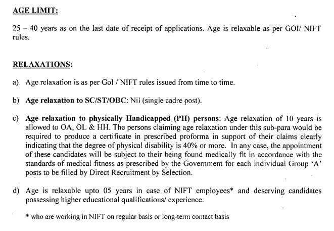 NIFT Recruitment 2018