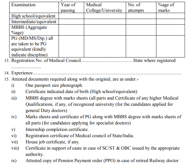 Northern Railway General Duty & Specialist Doctors Recruitment 2018