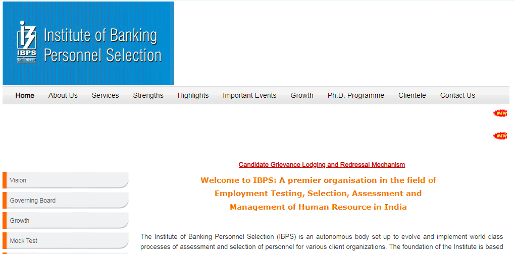 IBPS Official Website