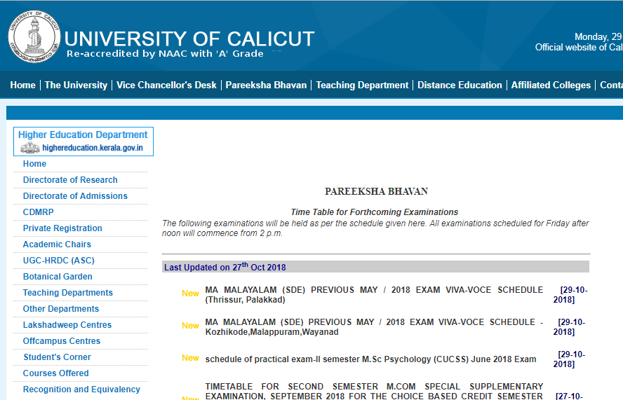Official Website of Calicut University