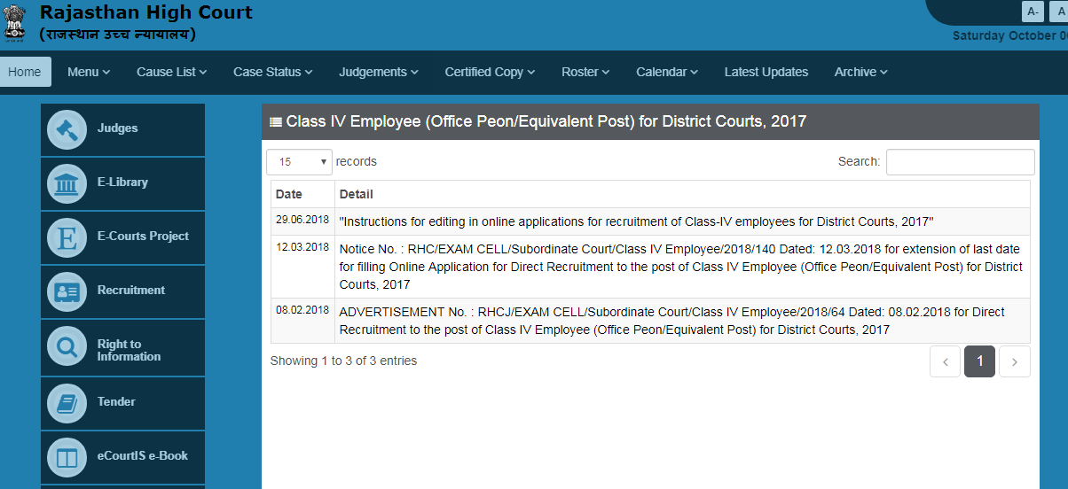 Rajasthan High Court Vacancy 2018 Merit List