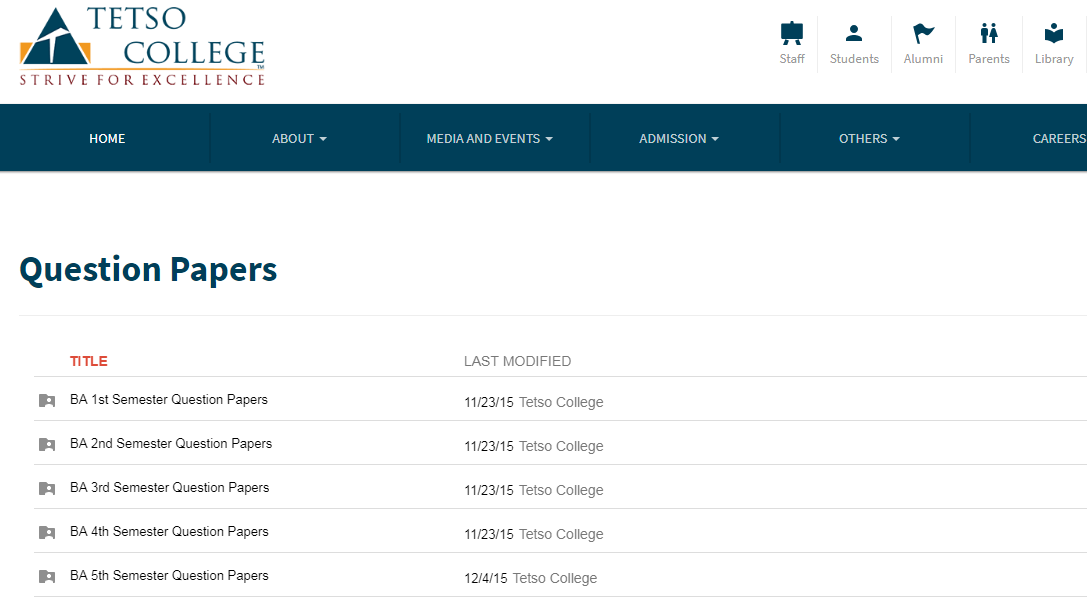 TETSO College Question Paper, Question Bank, Dimapur Admission